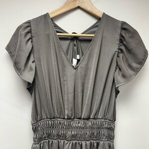 GAP Charcoal Midi Dress with Ruffled Sleeves